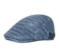 Berretto di paglia per donne e uomini, cappello estivo da spiaggia in rete Ivy Cabbie piatto tinta unita cappello da sole regolabile cappello di paglia da guida, Marina Militare, Taglia unica
