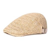 Berretto di paglia per donne e uomini, cappello estivo da spiaggia in rete Ivy Cabbie piatto tinta unita cappello da sole regolabile cappello di paglia da guida, cachi, Taglia unica