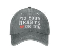 Berretto Fix Your Hearts Or Die cap Fix Your Hearts Taglia Regolabile Cappellino per Uomo Stile Streetwear Berretto Uomo per Tennis Estivo Amico
