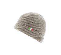 Berretto in 100% Lana Merino con la Bandiera Italiana. Produzione Artigianale. Realizzato a Mano. Berretto Uomo. Berretto Donna. Berretto di Lana a Maglia. (Beige)