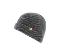 Berretto in 100% Lana Merino con la Bandiera Italiana. Produzione Artigianale. Realizzato a Mano. Berretto Uomo. Berretto Donna. Berretto di Lana a Maglia. (Grigio)