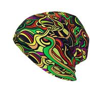 Berretto in Maglia Abstract Doodle Psychedelic Trippy Beanie Inverno Termica Classico Cappello Invernale per Donna Corsa Snowboard