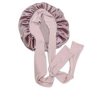 Berretto in seta di gelso in da notte con nodo a fiocco rotondo for la cura dei capelli donna largo elastico Avvolgere i 19 Momme per Home(Dark Pink)
