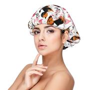 Berretto in seta per uomo e donna addormentata regolabile elastico carino cane cuore palla stampa cappello raso morbido morbido confortevole capelli ricci raso per dormire nero