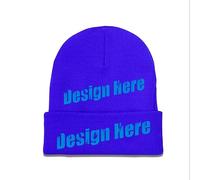 Berretto invernale Cappelli Logo Personalizzato Testo Qui per Uomo Donna Nero, Blu, Taglia unica