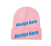 Berretto invernale Cappelli Logo Personalizzato Testo Qui per Uomo Donna Nero, rosa, Taglia unica