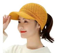 Berretto invernale da donna, caldo, lavorato a maglia, in lana con visiera, elasticizzato, Keep Warm Solid Color Autumn Winter Women Cap Sport Cap for Outdoor Ombrello farfalla, giallo., Taglia unica