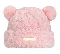 Berretto invernale da donna, lavorato a maglia, con orecchie da orso, caldo cappello foderato in pile con vestibilità elastica e paraorecchie per protezione contro il vento freddo (bianco)