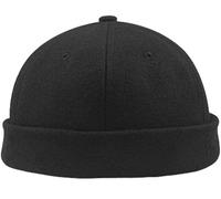 Berretto invernale in lana senza tesa con polsino arrotolato caldo senza visiera cappello da marinaio, nero, XL