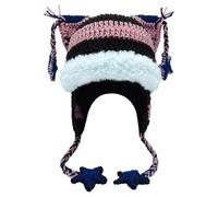 Berretto invernale lavorato a maglia con stelle e orecchie di gatto, alla moda, unisex, per Halloween e uso quotidiano, B-Rosa, Taglia unica