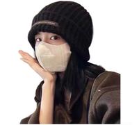 Berretto invernale oversize da donna, morbido, in acrilico, elasticizzato, morbido, con dettagli a lettera, grigio, per clima freddo, accessorio alla moda, da indossare tutti i giorni, per il calore