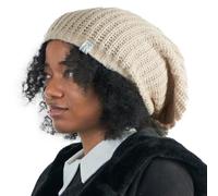 Berretto invernale oversize lavorato a maglia, caldo cappello autunnale da donna, berretto dreadlock grande slouch tam per teste grandi, avorio, Taglia unica