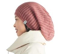 Berretto invernale oversize lavorato a maglia, caldo cappello autunnale da donna, berretto dreadlock grande slouch tam per teste grandi, rosa, Taglia unica