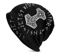 Berretto Invernale Vikings Mjolnir And Rune Wheel Norse Mythology Symbol Beanie Hat Antivento Cappello Beanie Traspirante Berretto in Maglia per Running Campeggio Arrampicata