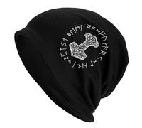 Berretto Invernale Vikings Mjolnir And Rune Wheel Norse Mythology Symbol Berretto in Maglia Elasticizzato Cappello Invernale Morbido Cappello Beanie per Running Arrampicata All'Aperto