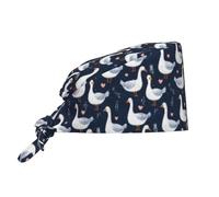 Berretto medico per uomo e donna, morbido e confortevole, regolabile, con stampa oca d'amore blu navy, berretto da lavoro per infermiera, berretto chirurgico per uomo e donna con fascia