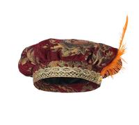 Berretto Medievale Stile Tudor Cappello Rinascimentale Con Piume Bardo Muffin Silhouette Accessorio Per Costume Texture Artigianale Stile D'epoca Gioco Di Ruolo Copricapo Look Storico Design Leggero |