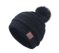 Berretto musicale senza fili con cuffie Bluetooth inverno caldo pompon cappello lavorato a maglia cuffia cuffia teschio altoparlante incorporato microfono per donne adolescenti ragazze sport all'aria