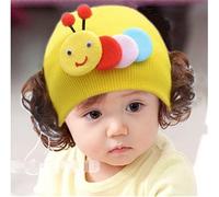 Berretto per bambini, cappello caldo berretto fascia parrucca cappello Princess Girl F Style giallo Yellow 36 mesi