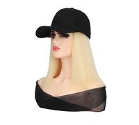 Berretto per parrucca Parrucca da baseball corta e dritta Parrucca sintetica naturale Bob Cappello nero Parrucche Berretto con capelli Collegare Berretto da baseball regolabile Cappello parrucca(3)