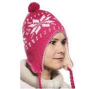 Berretto Peruviano Chullo ch'ullu con Pompon Unisex Uomo/Donna Colori a Scelta, Rosa, Taglia unica