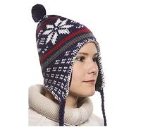 Berretto Peruviano Chullo ch'ullu con Pompon Unisex Uomo/Donna Colori a Scelta, viola., Taglia unica