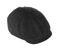 Berretto Piatto da Uomo Cappello da Strillone Berretto alla Moda Nero 8 Pezzi Modello a Spina di Pesce Cappello di Lana Gatsby Unisex Berretto con Visiera Invernale Antivento e Caldo