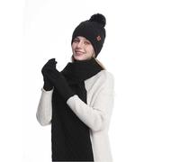 Berretto Pom Beanie Lavorato a Maglia da Donna Guanto Touch Screen Sciarpa Lunga Elasticizzata Calda Sciarpa Rotonda e Set Guanti TouchScreen Regalo per Uomo Donna per Alpinismo Sci Ciclismo Trekking