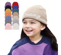 Berretto ricamato personalizzato - Cappello da sci in maglia con risvolto personalizzato con nome o slogan, accessorio invernale unisex, Beige, taglia unica