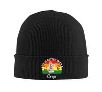 Berretto Running Life Is Better with A Corgi Dog Unisex Cappello A Maglia Antivento Berretto Beanie per Chemio Sci Correre