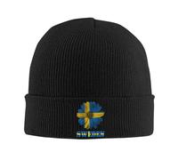 Berretto Running Swedish Sweden Flag Flower Classica Cappello A Maglia Comodo Beanie Invernale Cappelli per Uomo Sci Chemio