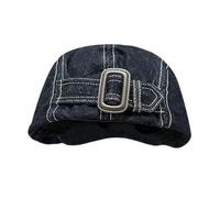 Berretto semplice unisex Cabbie Cappello Pittore Berretti Baker Boy per passeggiare in strada Denims cappelli piatti Puntelli fotografici Cappelli da pittore per le donne, blu navy, Taglia unica