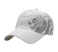 Berretto senza cappello, Quick Drying Dragon Print Baseball Hat for Outdoor Ombrello Uomo Pioggia, bianco, Taglia unica