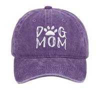 Berretto senza chiusura berretto da baseball con scritta "Dog Mom" ricamato lavato regolabile per esterni cappello da sole da donna cappello da ciclismo uomo retrò, Lilla, Taglia unica