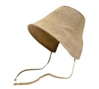 Berretto solare per le donne - berretto pioniere vintage pieghevole con cinturino cravatta - visor in lino di cotone per protezione UV - ideale per attività all'aria aperta, escursionismo, spiaggia, L