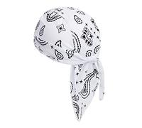 Berretto sportivo a bandana, anti-UV, con teschio, da donna, da uomo, da pirata, bianco, Taglia unica