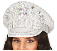 FIESTAS GUIRCA | Cappello da Sposa Argento con Strass (Taglia Unica) - Accessorio per Costume per Addio al Nubilato e Bride To Be - Ideale per Carnevale - (Unisex Adulto) - Argento