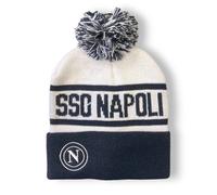 Berretto SSC Napoli Ufficiale in Cotone 100% Bianco/Blu con Pon Pon - 2024009