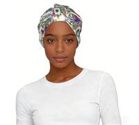 Berretto turbante pre-legato con stampa colorata e vivace, leggero e elegante, per donne che dormono
