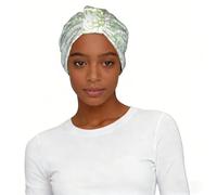 Berretto turbante pre-legato stampato con alghe verdi marine, leggero e alla moda, per dormire da donna