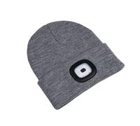 Berretto unisex a LED con luce, ricaricabile tramite USB, a mani libere, cappello da testa a LED, lavorato a maglia, con luce notturna, Grigio erica, taglia unica