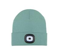 Berretto unisex a LED con luce, ricaricabile tramite USB, a mani libere, cappello da testa a LED, lavorato a maglia, con luce notturna, Pasta di fagioli verde, taglia unica