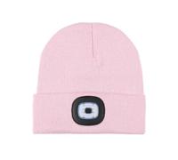 Berretto unisex a LED con luce, ricaricabile tramite USB, a mani libere, con lampada frontale a LED, lavorato a maglia, con luce notturna (rosa chiaro, taglia unica)
