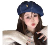 Berretto unisex con ciondolo in metallo, cappello da pittore britannico, per autunno e inverno, alla moda, da indossare tutti i giorni, per uomo e donna, Marchio D blu scuro, Taglia unica