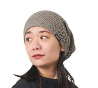 Berretto Uomo Estivo A Maglia Fine, Cappello da Donna in Cotone al 100%, Slouchy Beanie Leggero E Arioso Fatto A Mano Grigio Antracite