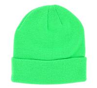 Berretto Uomo o Donna Verde Fluo Tinta Unita - Cappello Invernali a Maglia Basic Senza Pompon - 100% Acrilico - Modello Semplice e Classico Senza Marca - Taglia Unica