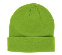 Berretto Uomo o Donna Verde Lime Tinta Unita - Cappello Invernali a Maglia Basic Senza Pompon - 100% Acrilico - Modello Semplice e Classico Senza Marca - Taglia Unica