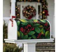 Berries - Coperture magnetiche per cassetta postale, motivo natalizio con foglie e rami di Natale, protezione per la porta d'ingresso, 45,7 x 53,7 cm