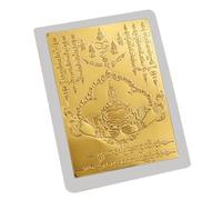 Berriphonia Foglia di Buddha tailandese, carta d'oro del Buddha | Buddha Charm Amulet Gold Card | Segno fortunato Rune delle Scritture, Collana Fascino Arredamento religioso per la salute della