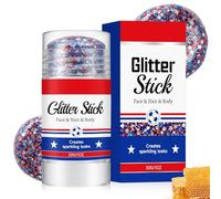 Berriphonia Stick Glitter Patriottico,Patriottico Impermeabile A Lunga Durata - Trucco Glitter Scintillante Per Il Viso,Per Donne Bambini Partite Di Football Americano Memorial Day E Veterans Day